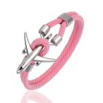 bracelet avion corde rose