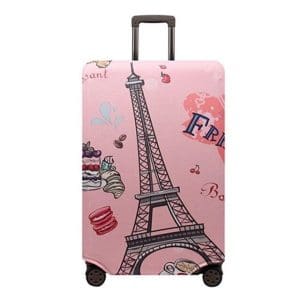 housse valise tour eiffel rose