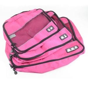 organisateur de valise travelbasics rose set de 3